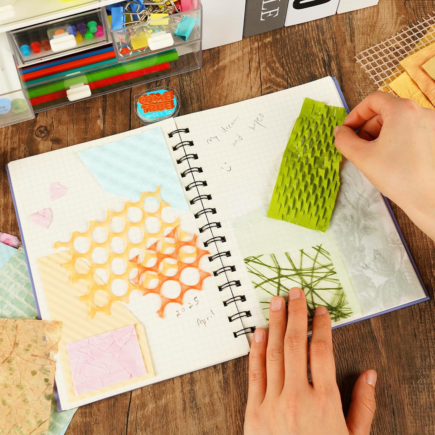 160 Sheets Textured Scrapbook Paper and Mesh Fabric Assorted Set | 10 Color Schemes Mixed Handmade Craft Mulbe - view 2