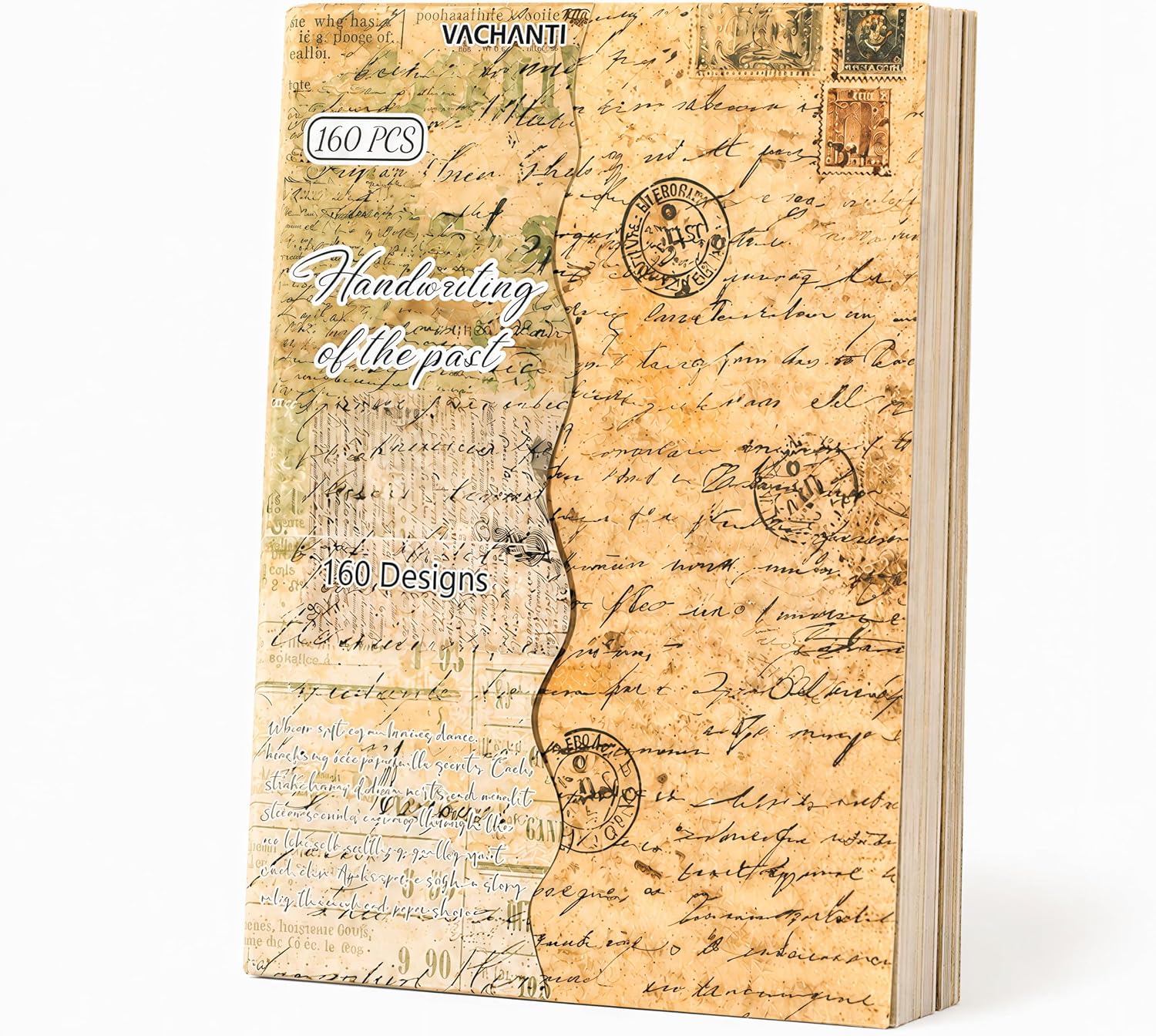 160 Sheets Vintage Scrapbook Paper Pack, Lightweight Decorative Paper Unique Designs, Junk Journal Supplies fo