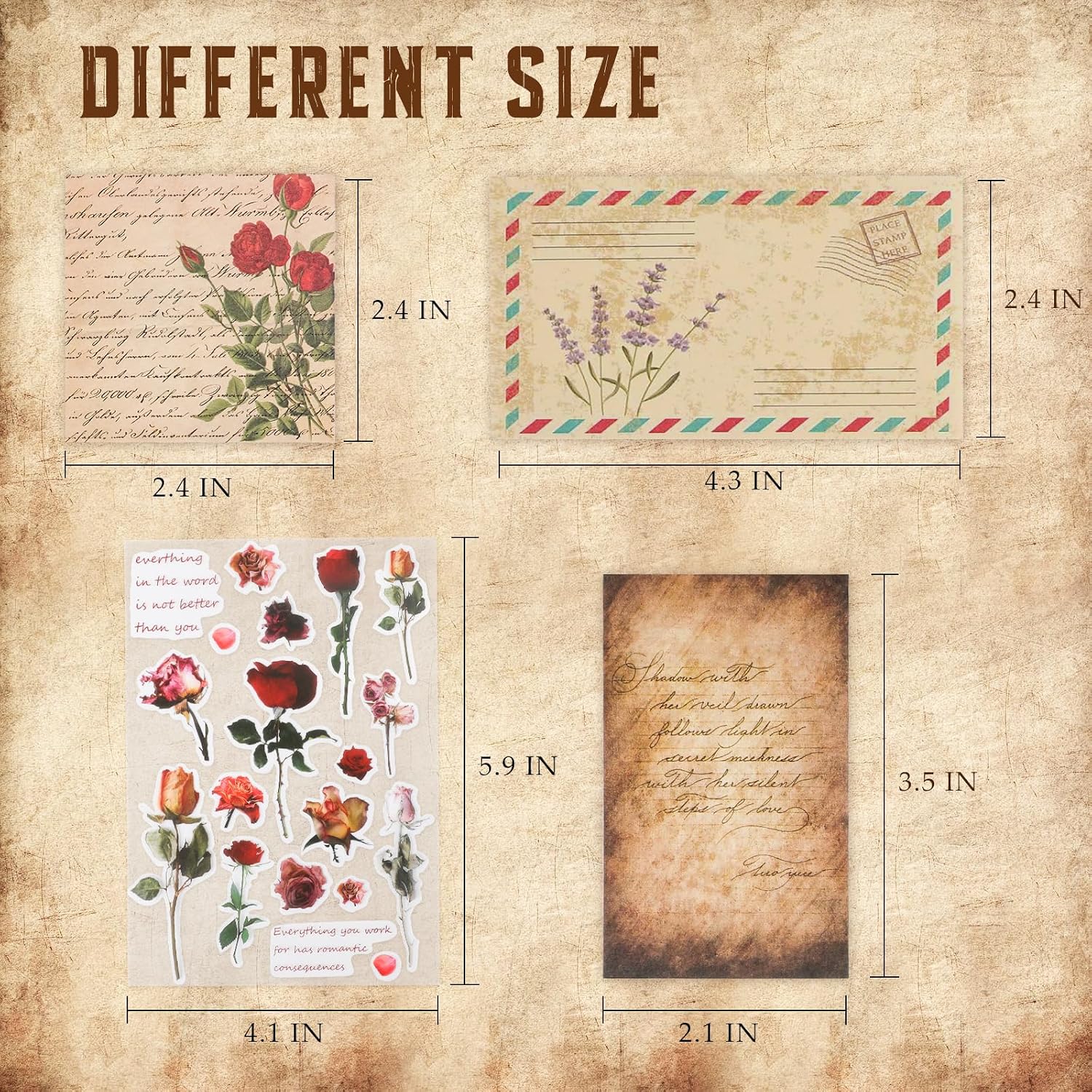 517 Pcs Vintage Scrapbook Paper,Scrapbook Supplies Stickers,Journaling Supplies Include 37 Pcs Flowers Sticker - view 2