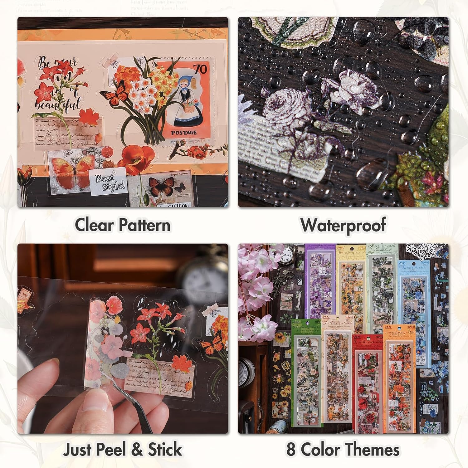 550+ Pcs Vintage Floral Journaling Stickers, 48 Sheets - view 2