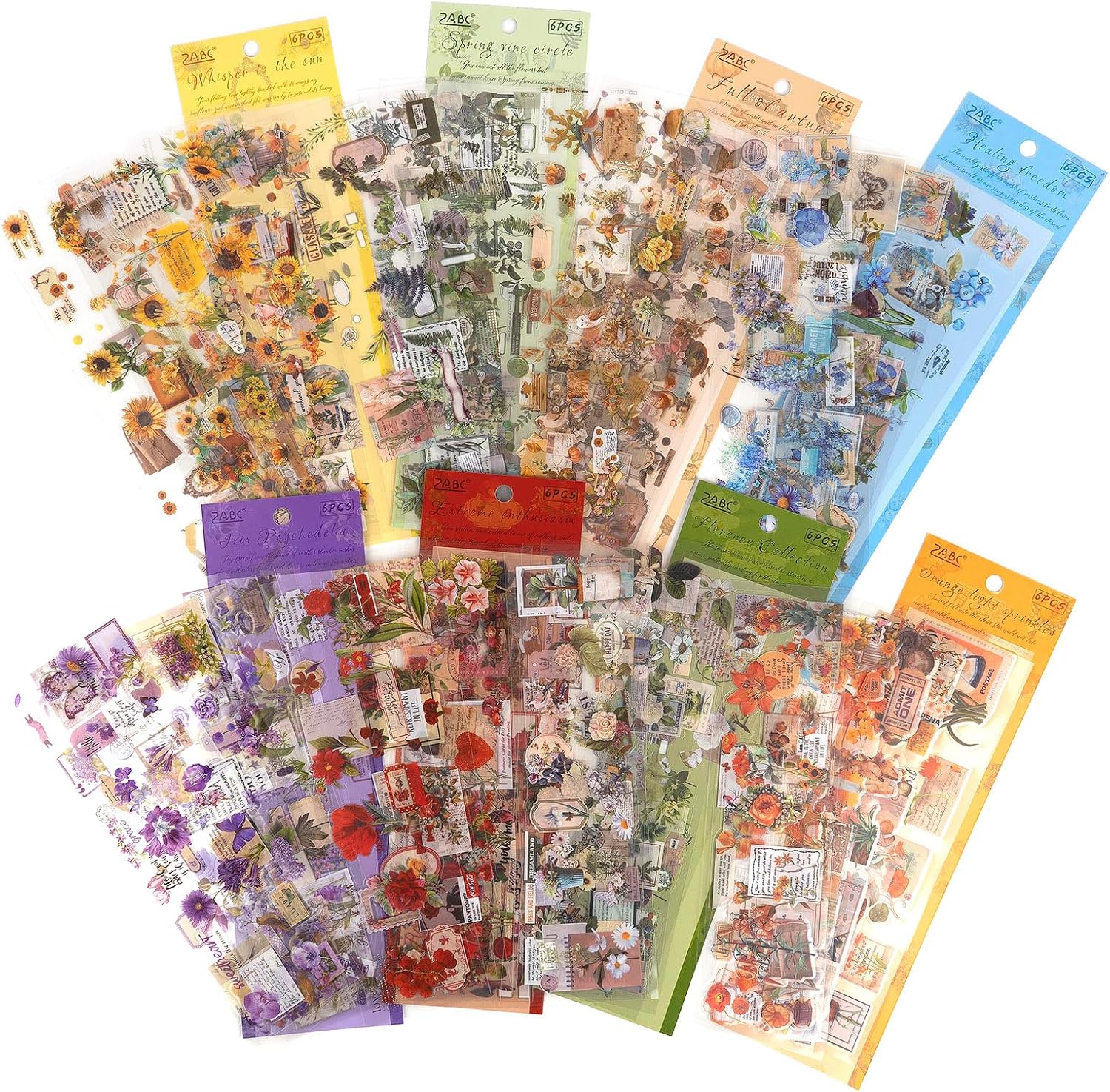 550+ Pcs Vintage Floral Journaling Stickers, 48 Sheets