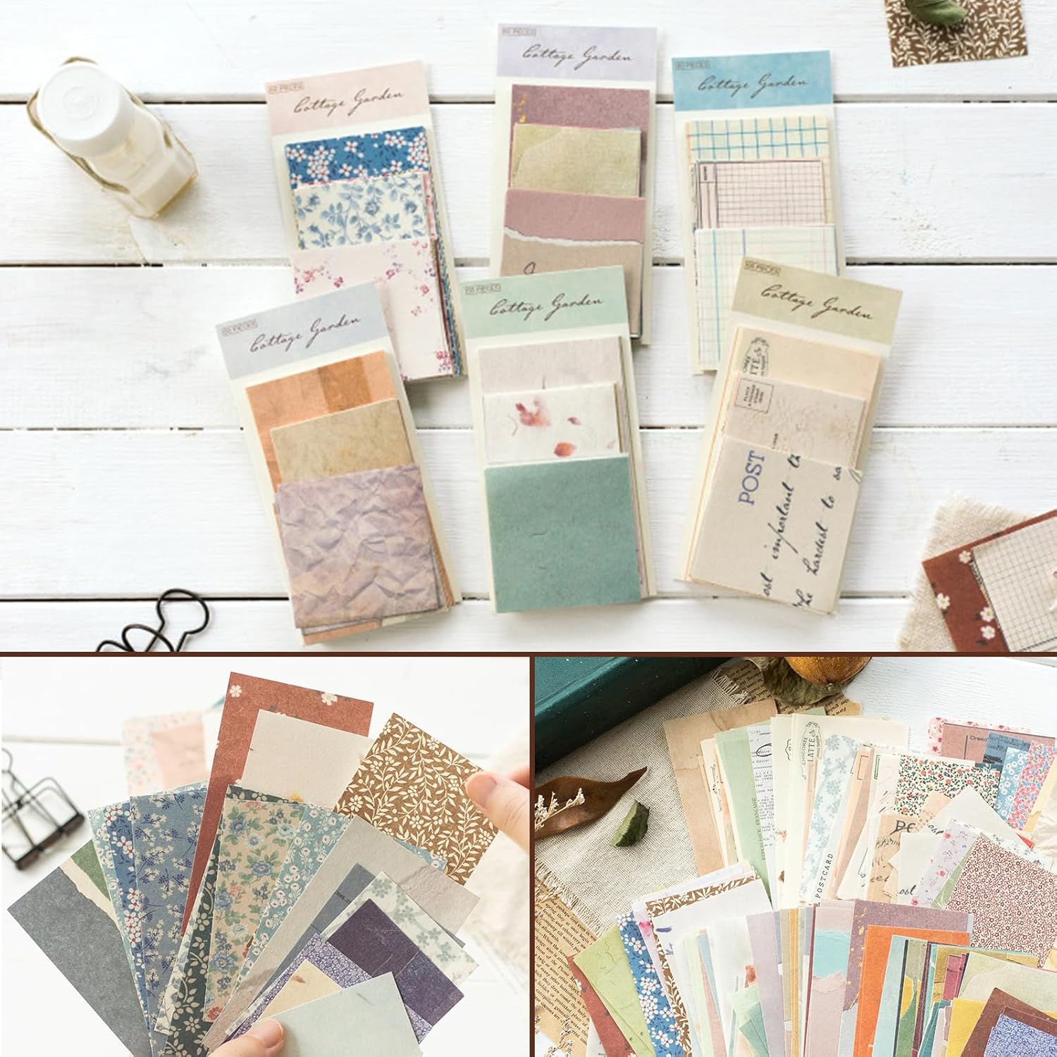 565 Pcs Vintage Scrapbook Paper Kit, Scrapbook Paper Supplies with Flowers Stickers, Journaling Decorative Cra - view 5
