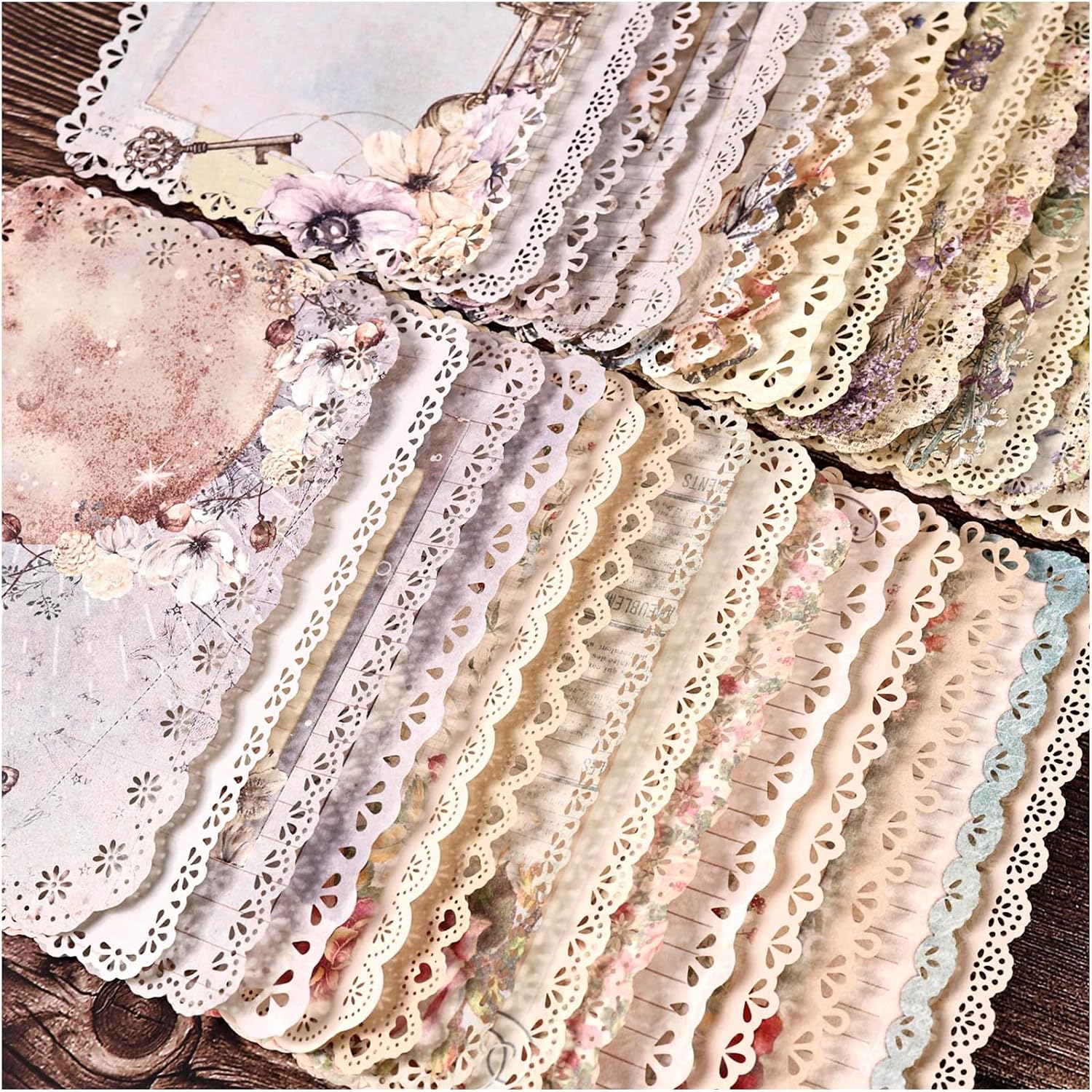 Diuhofart 30 Sheets Lace Edged Vintage Scrapbook Paper, Assorted Set – 3 Pack Background Stationery Paper Ephe - view 18