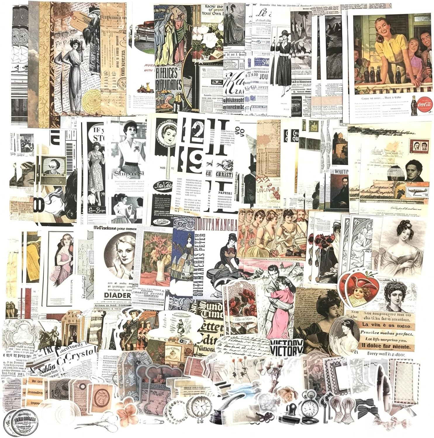Esweny 200PCS Vintage Scrapbooking Supplies Kit for Journaling, Junk Journal Planners Aesthetic Cottagecore Ro - view 19