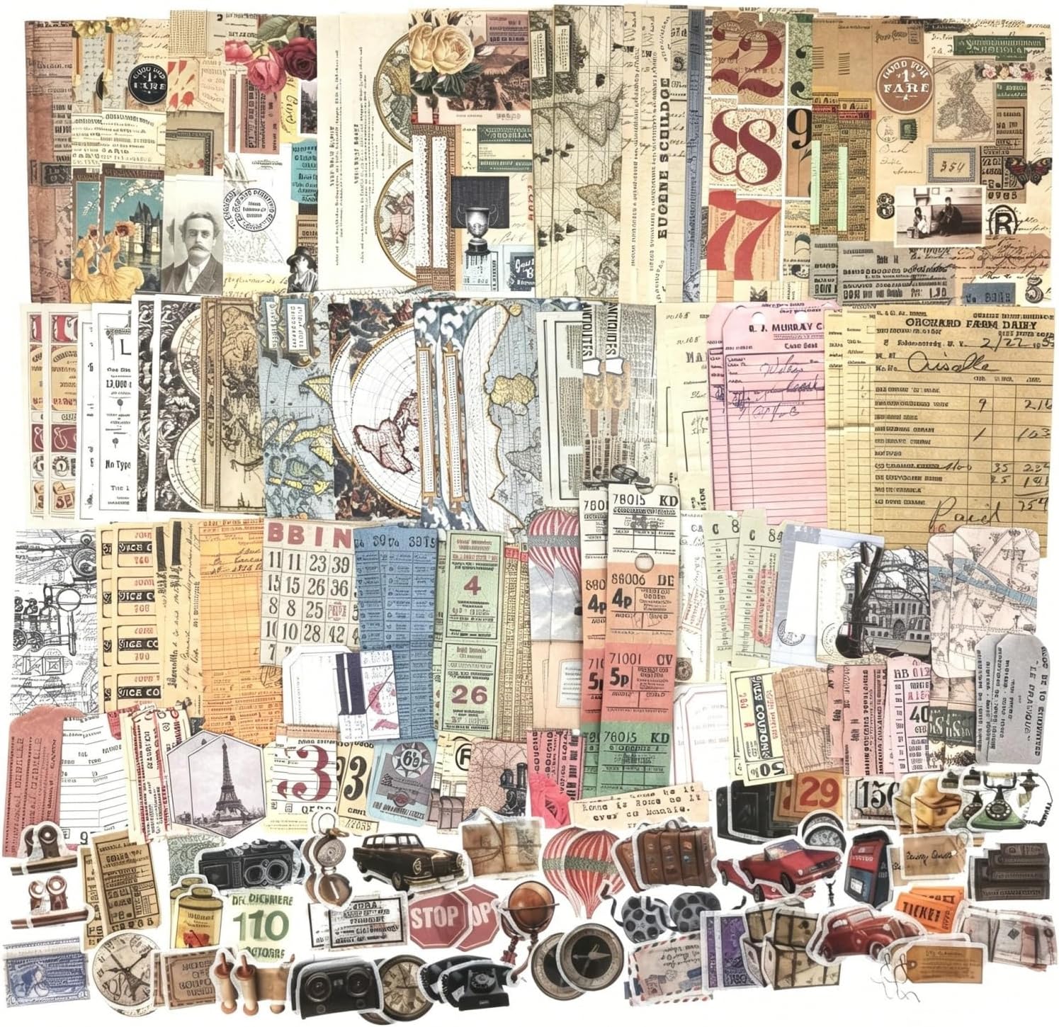 Esweny 200PCS Vintage Scrapbooking Supplies Kit for Journaling, Junk Journal Planners Aesthetic Cottagecore Ro - view 17