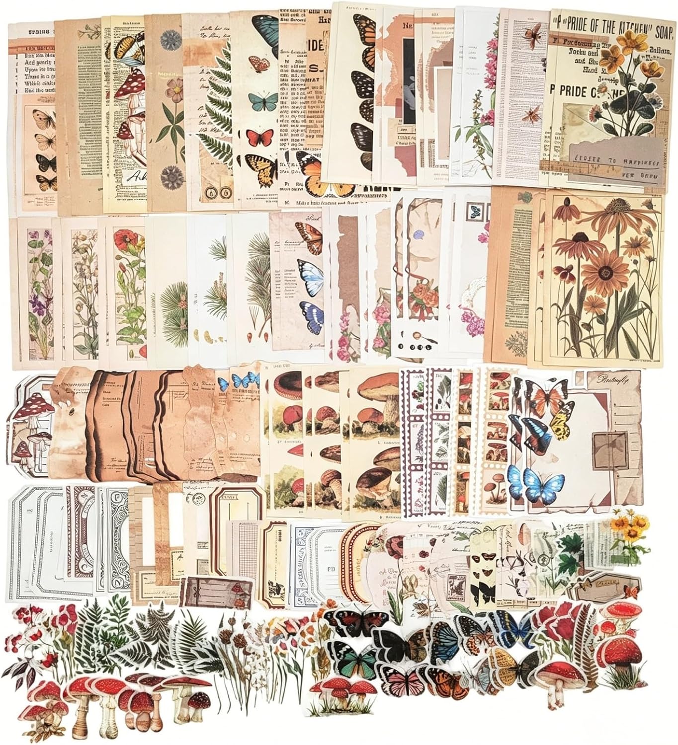 Esweny 200PCS Vintage Scrapbooking Supplies Kit for Journaling, Junk Journal Planners Aesthetic Cottagecore Ro - view 18
