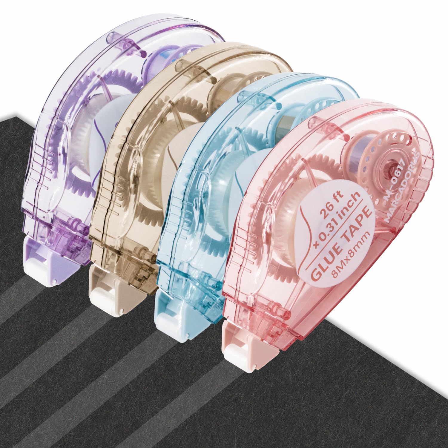 MARCADORUS Glue Tape for Scrapbooking, Double Sided Tape Roller 106Ft Total | 4-Pack_26Ft x 0.31In Tape Runner