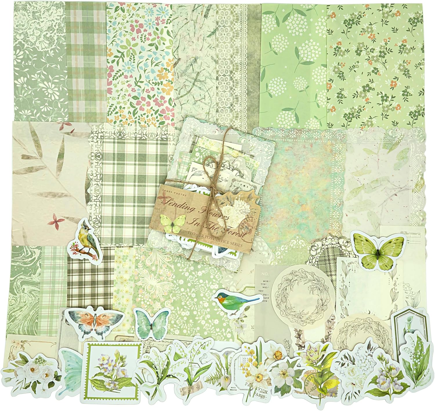 OKUPAN Vintage Floral Scrapbook Paper & Journaling Stickers, 400pcs | 4 Pack Assorted Set, Junk Journal Scrapb - view 9
