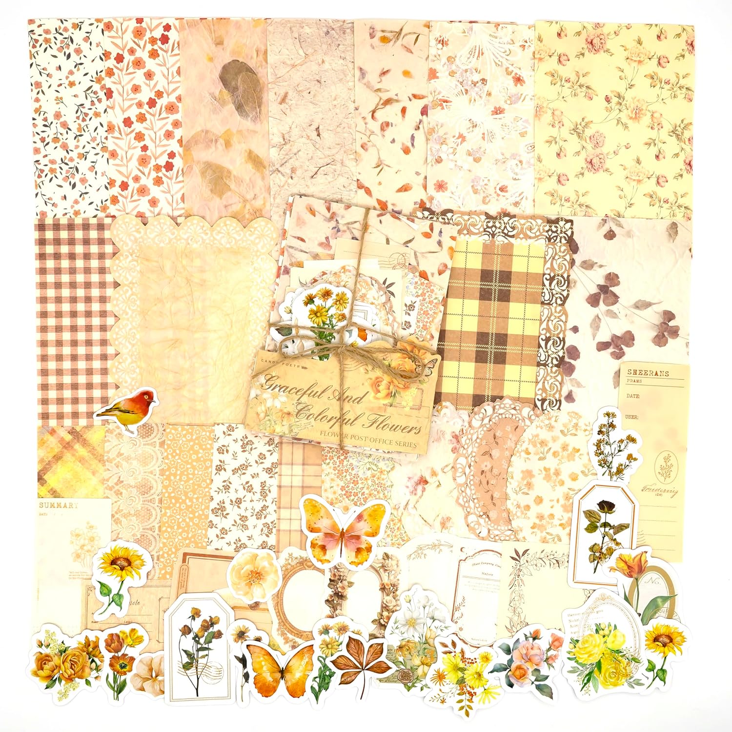 OKUPAN Vintage Floral Scrapbook Paper & Journaling Stickers, 400pcs | 4 Pack Assorted Set, Junk Journal Scrapb - view 10