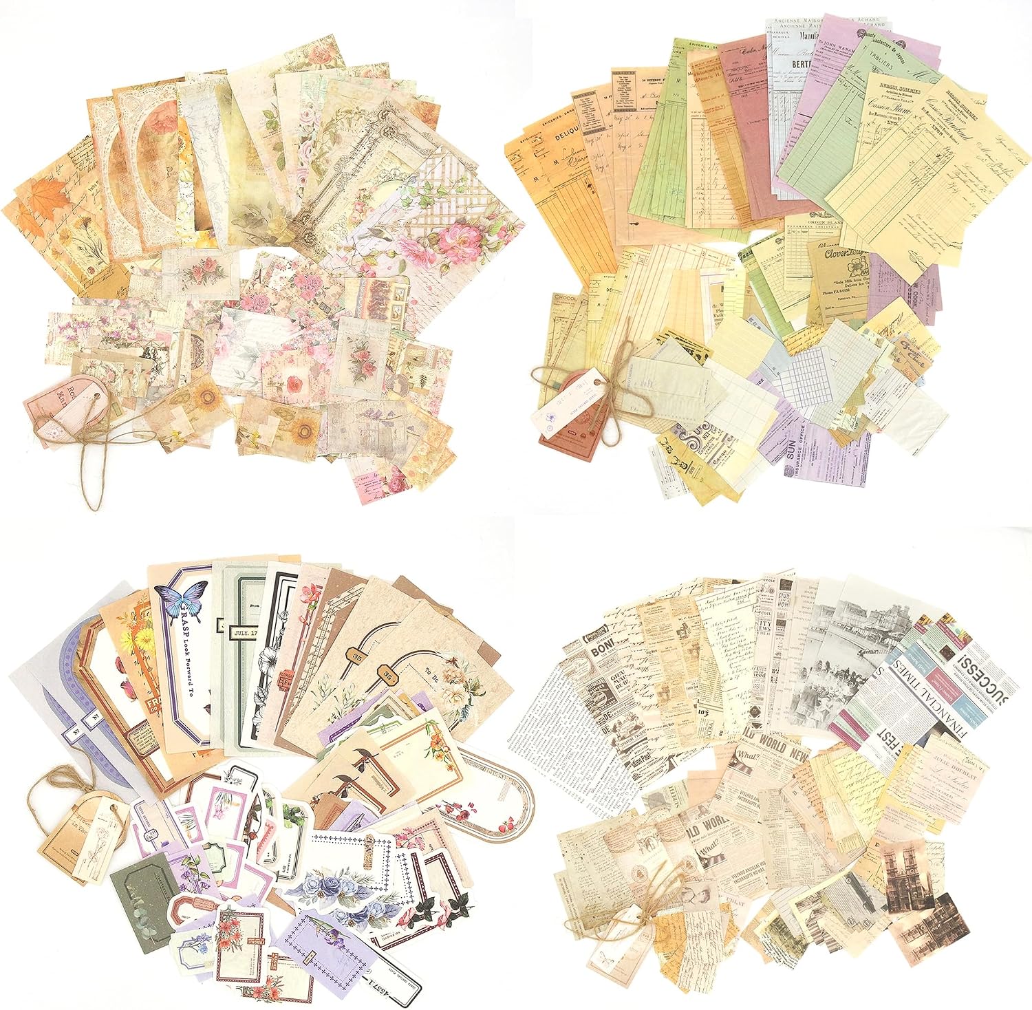 OKUPAN Vintage Floral Scrapbook Paper & Journaling Stickers, 400pcs | 4 Pack Assorted Set, Junk Journal Scrapb - view 8